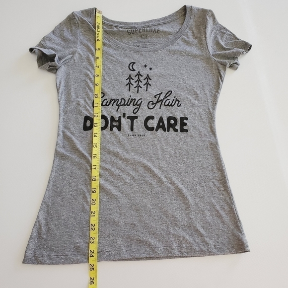 1206 * Superluxe Camping Hair Don't Care Tee Gray Size M - Picture 5 of 5